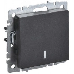 BRITE Выключатель одноклавишный проходной с индикацией 10А ВС10-1-7-БрЧ черный IEK BRITE Выключатель одноклавишный проходной с индикацией 10А ВС10-1-7-БрЧ черный IEK