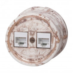 Розетка Лизетта RJ45 информационная двойная, керамика, цвет мрамор Розетка Лизетта RJ45 информационная двойная, керамика, цвет мрамор
