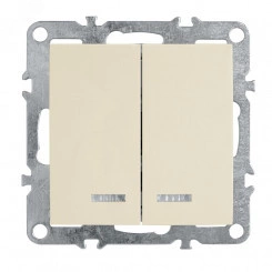 Выключатель 2-клавишный с индикатором (механизм), серия Эрна, , слоновая кость Выключатель 2-клавишный с индикатором (механизм), серия Эрна, , слоновая кость