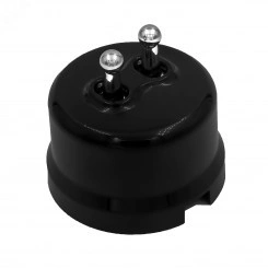 Выключатель Лизетта 2-кл., пластик, цвет Черный, Серебро (тумблерный) Выключатель Лизетта 2-кл., пластик, цвет Черный, Серебро (тумблерный)