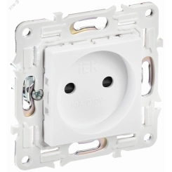 SKANDY Розетка без заземления с защитными шторками 10А SK-R01W арктический белый IEK SKANDY Розетка без заземления с защитными шторками 10А SK-R01W арктический белый IEK