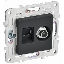 SKANDY Розетка двойная TV+RJ45 кат.6E SK-A15G графит IEK SKANDY Розетка двойная TV+RJ45 кат.6E SK-A15G графит IEK