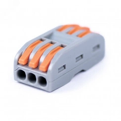 Клемма соединительная универсальная проходная 3 полюса с рычагом 0.08-2.5/4.0 (1шт) Клемма соединительная универсальная проходная 3 полюса с рычагом 0.08-2.5/4.0 (1шт)