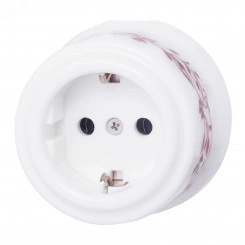 Розетка Лизетта с заземлением, керамика, цвет белый, декор Розетка Лизетта с заземлением, керамика, цвет белый, декор