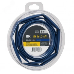 Трубка термоусадочная ТТУ нг-LS 3/1,5 синяя (2м/упак) IEK Трубка термоусадочная ТТУ нг-LS 3/1,5 синяя (2м/упак) IEK