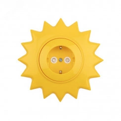 Розетка одноместная KRANZ HAPPY Солнце скрытой установки заземл и шторками, желтая Розетка одноместная KRANZ HAPPY Солнце скрытой установки заземл и шторками, желтая