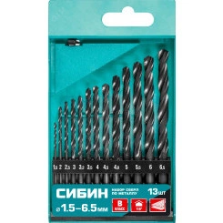 Набор сверл по металлу 13 шт, (1.5-6.5 мм), быстрорежущая сталь, класс В