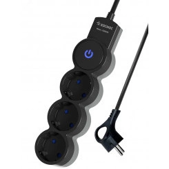 Удлинитель 1.5м, ПВС 3х0.75 3  гнезда, заземление, выключатель 10А черный