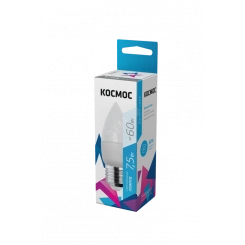 Лампа светодиодная LED 7.5Вт Свеча 220В Е27 D37х100 4500К белый 600 лм