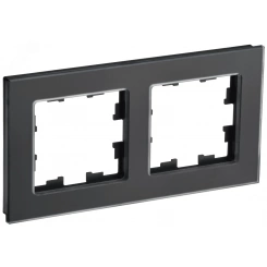 BRITE Рамка 2 поста РУ-2-2-Бр стекло черный матовый IEK