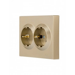 VESNA Розетка двойная с/з ПБТ золото VESNA Розетка двойная с/з ПБТ золото