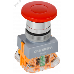 Кнопка D7-MZS Грибок d=22мм 1з+1р с фикс. кр. GENERICA