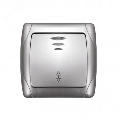 Маргарита выключатель проходной одноклавишный с подсветкой с/у, 10А, 220В, серебро (еврослот) Маргарита выключатель проходной одноклавишный с подсветкой с/у, 10А, 220В, серебро (еврослот)