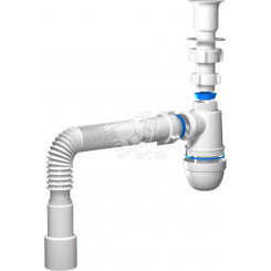 Сифон для мойки АНИ Варяг пластмассовый выпуск с гибкой трубой 40х40/50