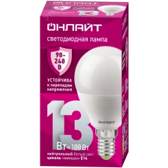 Лампа светодиодная 13вт OLL-G45-13-230-4K-E14-FR PRO 90-240В ОНЛАЙТ