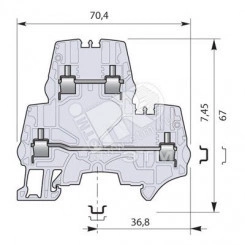 Клемма винтовая ZS6-D2 6мм.кв. двухуровневая серая