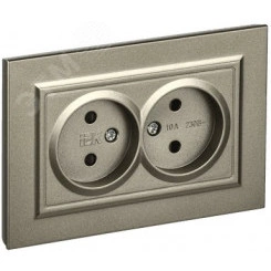 BRITE Розетка 2-местная без заземления с защитными шторками 10А в сборе РСш12-2-БрШ шампань IEK BRITE Розетка 2-местная без заземления с защитными шторками 10А в сборе РСш12-2-БрШ шампань IEK