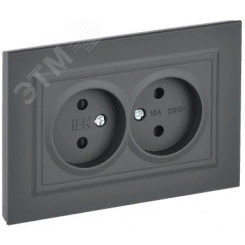 BRITE Розетка 2-местная без заземления с защитными шторками 10А в сборе РСш12-2-БрГ графит IEK BRITE Розетка 2-местная без заземления с защитными шторками 10А в сборе РСш12-2-БрГ графит IEK