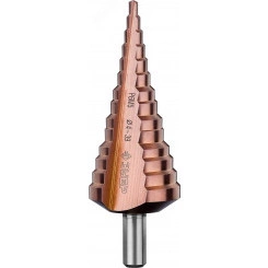 Сверло ступенчатое, 4-39мм, 14 ступеней, кобальтовое покрытие, КОБАЛЬТ, серия Профессионал Сверло ступенчатое, 4-39мм, 14 ступеней, кобальтовое покрытие, КОБАЛЬТ, серия Профессионал