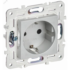 SKANDY Розетка с заземлением с защитными шторками 16А SK-R04S серебряный IEK SKANDY Розетка с заземлением с защитными шторками 16А SK-R04S серебряный IEK