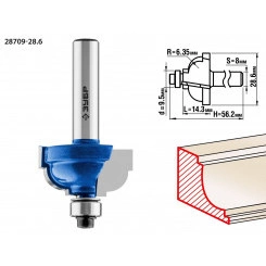 Фреза кромочная калевочная №7 28,6x16мм, радиус 6.3мм Фреза кромочная калевочная №7 28,6x16мм, радиус 6.3мм