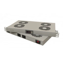 Модуль вентиляторный 19'' 1U глубиной 290мм с тер мостатом и 4-я вентиляторами. номинальная мощность 70.40 Вт датчик температуры с кабелем. кабель питания C13-Schuko 1.8м. цвет серый (RAL 7035)