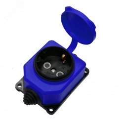 Розетка настенная однофазная с заглушкой КОМПАКТ каучук синий Розетка настенная однофазная с заглушкой КОМПАКТ каучук синий