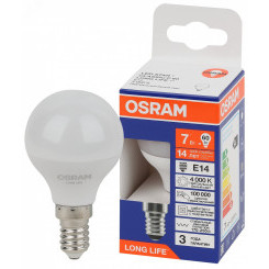 Лампа светодиодная LED 7Вт Е14 4000К 600Лм шар 220В (замена 60Вт) OSRAM