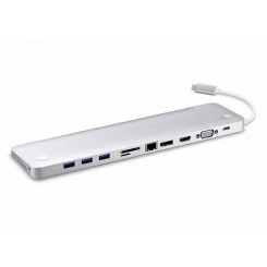 Док-станция USB 10 портов, VGA, HDMI, DisplayPort, USB-C, RJ45, аудио, 3840 x 2160