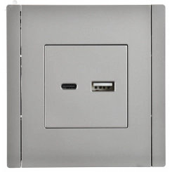 FORTE&PIANO Розетка USB A+C 18Вт FP551 сталь IEK