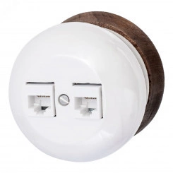 Розетка RJ45 компютерная двойная Фаберже, керамика, цвет перламутр Розетка RJ45 компютерная двойная Фаберже, керамика, цвет перламутр