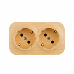 Quteo розетка двойная с заземлением с защитными   шторками -16 A- 250 В IP 20 - Дерево