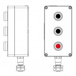 Взрывозащищенный пост управления из алюминия CPE-A-14-(2xP1B(11)-1xP1R(11))-1xKAEPM2MHK-20(C)1Ex d e IIC Т5 Gb / Ex tb IIIC T95°C Db IP66