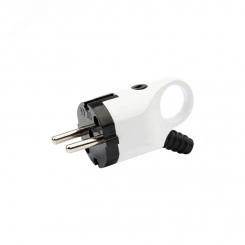 Вилка Евро угловая с з/к 16А с ушком кольцом бело-черная REXANT Вилка Евро угловая с з/к 16А с ушком кольцом бело-черная REXANT