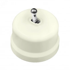 Выключатель Лизетта 1-кл., пластик, цвет Слоновая кость, Серебро (тумблерный)