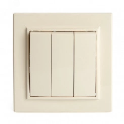 Выключатель трехклавишный, 250В, 10А, серия Эрна, слоновая кость Stekker Выключатель трехклавишный, 250В, 10А, серия Эрна, слоновая кость Stekker