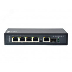 Коммутатор неуправляемый 4 порта RJ45/SFP 10 100 1000 Мб/с PoE 65Вт