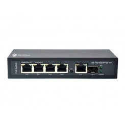 Коммутатор неуправляемый 4 порта RJ45/SFP 10 100 1000 Мб/с PoE 65Вт