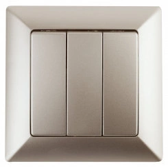 Выключатель тройной, 10А-250В, СУ, Solo, шампань,4-106-04 Выключатель тройной, 10А-250В, СУ, Solo, шампань,4-106-04