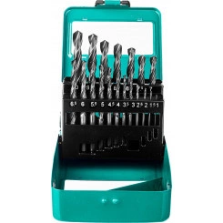 Набор сверл по металлу 19 шт, (1-10 мм), быстрорежущая сталь, класс В, мет.бокс Набор сверл по металлу 19 шт, (1-10 мм), быстрорежущая сталь, класс В, мет.бокс