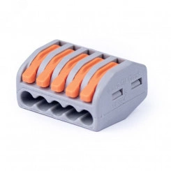 Клемма соединительная универсальная 5-ти проводная с рычагом 0.08-2.5/4.0 (10шт) (WAG Клемма соединительная универсальная 5-ти проводная с рычагом 0.08-2.5/4.0 (10шт) (WAG