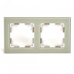 Рамка двухместная горизонтальная, стекло, Катрин, дымчатый Stekker