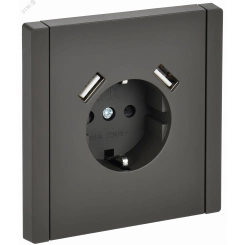 FORTE&PIANO Розетка 1-местная с заземлением с защитными шторками винтовое крепление 16А USB A+A 3,1А FP345 серый IEK FORTE&PIANO Розетка 1-местная с заземлением с защитными шторками винтовое крепление 16А USB A+A 3,1А FP345 серый IEK