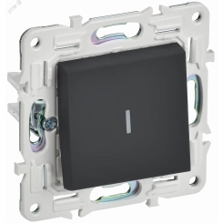 SKANDY Выключатель 1-клавишный проходной с индикацией 10А SK-V08G графит IEK SKANDY Выключатель 1-клавишный проходной с индикацией 10А SK-V08G графит IEK