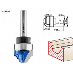 Фреза пазовая фасонная с верхним подшипником 22x13мм, радиус 3,2мм Фреза пазовая фасонная с верхним подшипником 22x13мм, радиус 3,2мм