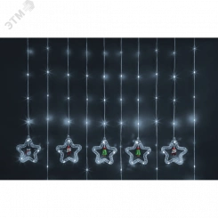 Гирлянда новогодняя светодиодная NGF-D035-02 бахрома звезды и фигурки CW 3*0.6м IP20 Гирлянда новогодняя светодиодная NGF-D035-02 бахрома звезды и фигурки CW 3*0.6м IP20
