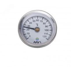 Термометр аксиальный, биметаллический накладной, 0 град.c до 120 град.c, 63мм Термометр аксиальный, биметаллический накладной, 0 град.c до 120 град.c, 63мм