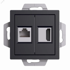 ATLASDESIGN РОЗЕТКА двойная HDMI+RJ45, кат.5Е, механизм, КАРБОН ATLASDESIGN РОЗЕТКА двойная HDMI+RJ45, кат.5Е, механизм, КАРБОН