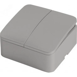 Выключатель 2-клавишный 250В 10А серия София серебро STEKKER