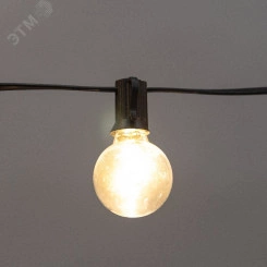 Уличная гирлянда Лофт 15м черный ПВХ 50 прозрачных ламп цвет Теплый Белый влагостойкая IP44